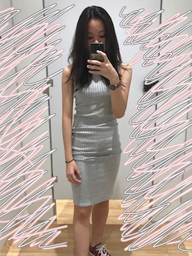 「アイテム（ドレス、グレー系）」を使った、thamshinruさん（レディース・158cm）の春コーディネート