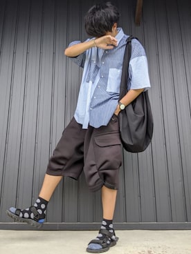 「BASECONTROL（ベースコントロール）のアイテム（シューズ）」を使った、月さん（メンズ・177cm）の夏コーディネート