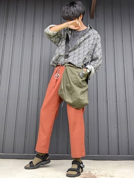 「BASECONTROL（ベースコントロール）のアイテム（シューズ）」を使った、月さん（メンズ・177cm）の夏コーディネート