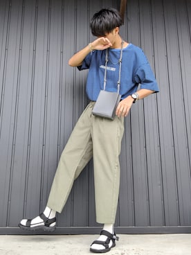 「BASECONTROL（ベースコントロール）のアイテム（シューズ）」を使った、月さん（メンズ・177cm）の夏コーディネート