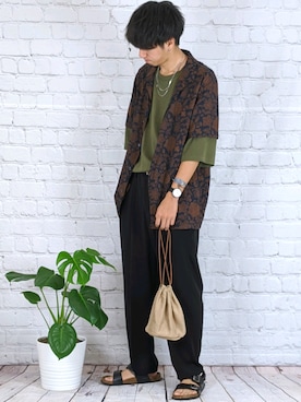 「EDWIN（エドウィン）のアイテム（サンダル）」を使った、月さん（メンズ・177cm）の夏コーディネート