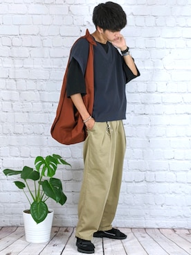 「BASECONTROL（ベースコントロール）のアイテム（シューズ）」を使った、月さん（メンズ・177cm）の夏コーディネート