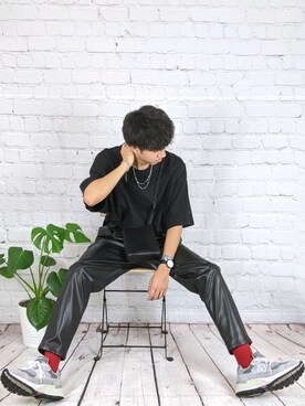 「Champion（チャンピオン）のアイテム（Tシャツ/カットソー）」を使った、月さん（メンズ・177cm）の夏コーディネート