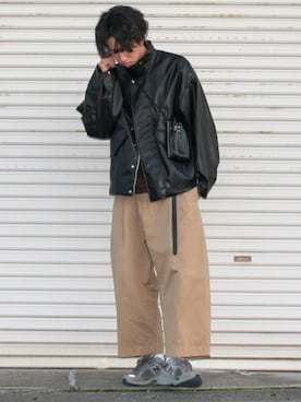 「RYO TAKASHIMA（リョウタカシマ）のアイテム（ライダースジャケット）」を使った、月さん（メンズ・177cm）の秋コーディネート