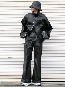 「RYO TAKASHIMA（リョウタカシマ）のアイテム（ライダースジャケット）」を使った、月さん（メンズ・177cm）の冬コーディネート
