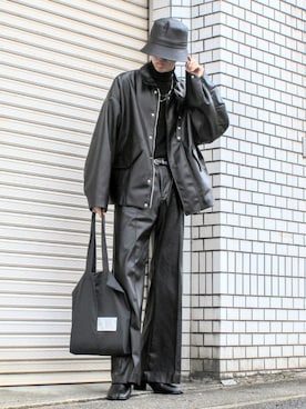 「RYO TAKASHIMA（リョウタカシマ）のアイテム（ライダースジャケット）」を使った、月さん（メンズ・177cm）の冬コーディネート