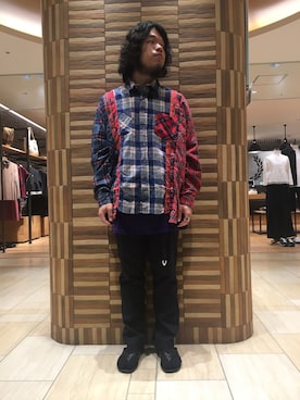 「Rebuild by Needles（リビルドバイニードルス）のアイテム（パンツ）」を使った、Kato Taroさん（メンズ・164cm）の夏コーディネート