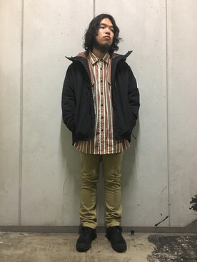 「BURLAP OUTFITTER（バーラップアウトフィッター）のアイテム（ダウンジャケット/コート）」を使った、Kato Taroさん（メンズ・164cm）の秋コーディネート