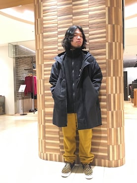 「MANASTASH（マナスタッシュ）のアイテム（ダウンジャケット/コート）」を使った、Kato Taroさん（メンズ・164cm）の秋コーディネート