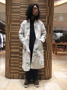 「BEAVER名古屋」｜「アイテム（ステンカラーコート）」を使った、Kato Taroさん（メンズ・164cm）の冬コーディネート