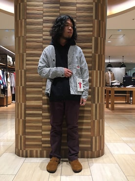「Gramicci（グラミチ）のGRAMICCI/グラミチ　NN-PANTS JUST CUT / NNパンツジャストカット < 8817-FDJ >（チノパンツ）」を使った、Kato Taroさん（メンズ・164cm）の冬コーディネート
