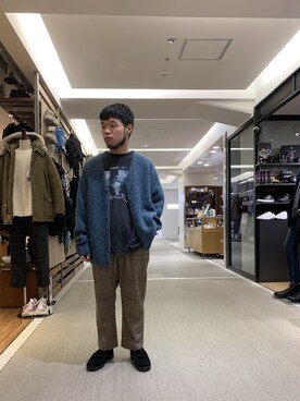 「MANASTASH（マナスタッシュ）のアイテム（カーディガン/ボレロ）」を使った、Kato Taroさん（メンズ・164cm）の冬コーディネート