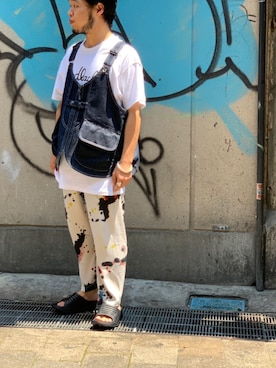 「HOKA（ホカ）のHOKA ONE ONE/ホカ オネオネ　ORA RECOVERY SLIDE（サンダル）」を使った、Kato Taroさん（メンズ・164cm）の夏コーディネート