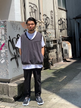 「MANASTASH（マナスタッシュ）のアイテム（ベスト）」を使った、Kato Taroさん（メンズ・164cm）の夏コーディネート