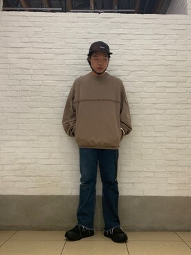 「meanswhile（ミーンズワイル）のアイテム（トップス）」を使った、Kato Taroさん（メンズ・164cm）の秋コーディネート