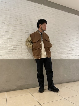 「MANASTASH（マナスタッシュ）のアイテム（スウェット）」を使った、Kato Taroさん（メンズ・164cm）の冬コーディネート