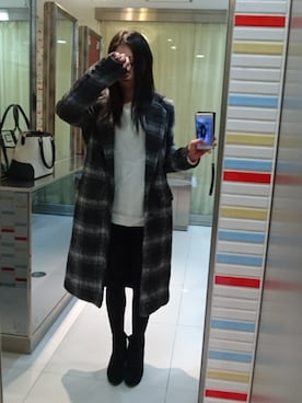 「CECIL McBEE（セシルマクビー）のアイテム（チェスターコート）」を使った、yayoさん（レディース・153cm）の冬コーディネート