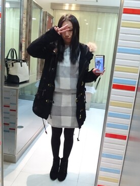 「CECIL McBEE（セシルマクビー）のアイテム（モッズコート）」を使った、yayoさん（レディース・153cm）の冬コーディネート