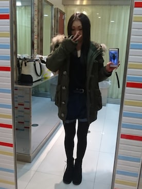 「CECIL McBEE（セシルマクビー）のアイテム（モッズコート）」を使った、yayoさん（レディース・153cm）の冬コーディネート