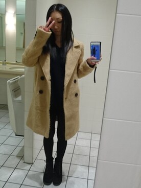 「CECIL McBEE（セシルマクビー）のアイテム（チェスターコート）」を使った、yayoさん（レディース・153cm）の冬コーディネート