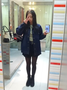 「CECIL McBEE（セシルマクビー）のアイテム（デニムジャケット）」を使った、yayoさん（レディース・153cm）の冬コーディネート