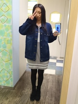 「CECIL McBEE（セシルマクビー）のアイテム（デニムジャケット）」を使った、yayoさん（レディース・153cm）の冬コーディネート