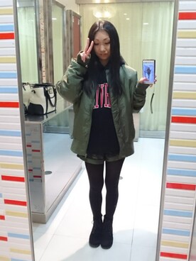 「アイテム（MA-1）」を使った、yayoさん（レディース・153cm）の春コーディネート