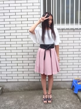 「白トップス」｜「アイテム（その他）」を使った、yayoさん（レディース・153cm）の夏コーディネート