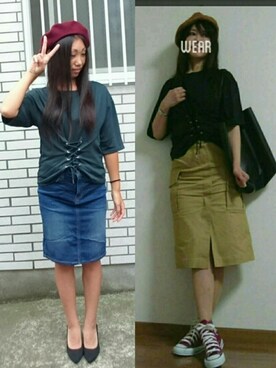 「CECIL McBEE（セシルマクビー）のアイテム（ハンチング/ベレー帽）」を使った、yayoさん（レディース・153cm）の秋コーディネート
