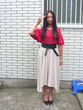 「サッシュベルト」｜「アイテム（その他）」を使った、yayoさん（レディース・153cm）の秋コーディネート