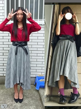 「サッシュベルト」｜「アイテム（その他）」を使った、yayoさん（レディース・153cm）の秋コーディネート