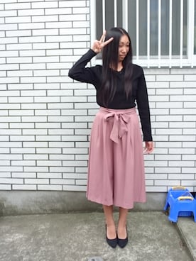「サッシュベルト」｜「アイテム（その他）」を使った、yayoさん（レディース・153cm）の秋コーディネート