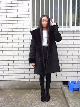 「CECIL McBEE（セシルマクビー）のアイテム（ムートンコート）」を使った、yayoさん（レディース・153cm）の冬コーディネート