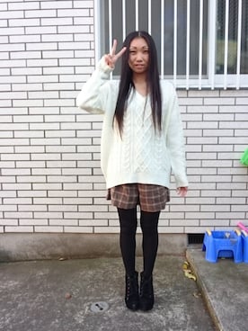 「チュニック」｜「アイテム（MA-1）」を使った、yayoさん（レディース・153cm）の冬コーディネート