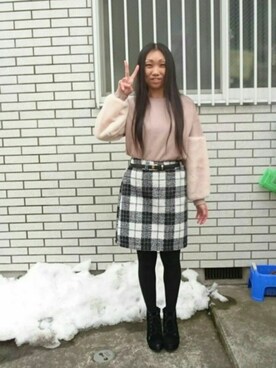 「シャギー」｜「アイテム（スウェット）」を使った、yayoさん（レディース・153cm）の冬コーディネート