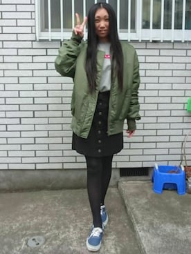 「MILKFED.」｜「アイテム（MA-1）」を使った、yayoさん（レディース・153cm）の春コーディネート
