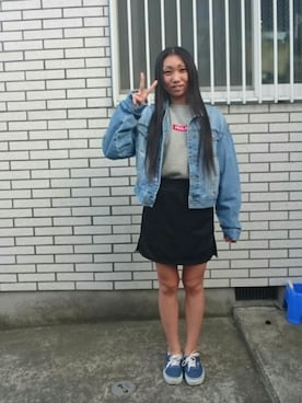 「MILKFED.」｜「アイテム（デニムジャケット）」を使った、yayoさん（レディース・153cm）の春コーディネート