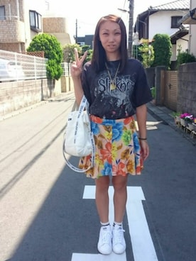 「バンT」｜「アイテム（アクセサリー）」を使った、yayoさん（レディース・153cm）の夏コーディネート