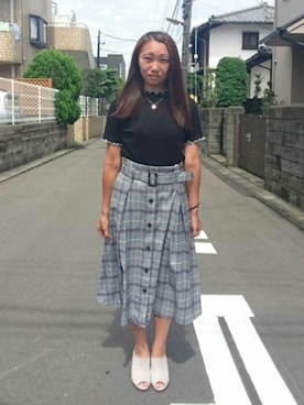 「メロートップス」｜「アイテム（サンダル）」を使った、yayoさん（レディース・153cm）の夏コーディネート