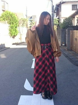 「coca（coca）（コカ）のアイテム（MA-1）」を使った、yayoさん（レディース・153cm）の秋コーディネート