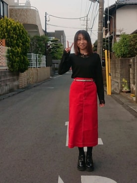 「Aラインスカート」｜「アイテム（ジャケット/アウター）」を使った、yayoさん（レディース・153cm）の春コーディネート