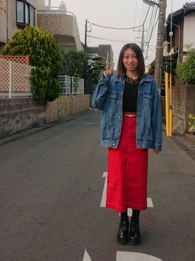 「Aラインスカート」｜「アイテム（ジャケット/アウター）」を使った、yayoさん（レディース・153cm）の春コーディネート