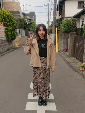 「レトロ」｜「アイテム（マウンテンパーカー）」を使った、yayoさん（レディース・153cm）の春コーディネート