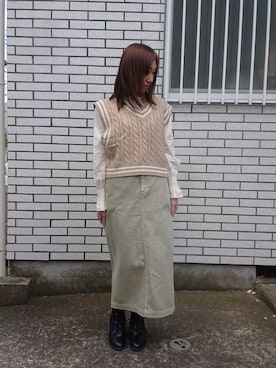 「シア―ブラウス」｜「アイテム（ジャケット/アウター）」を使った、yayoさん（レディース・153cm）の春コーディネート
