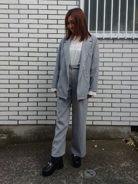 「シア―ブラウス」｜「アイテム（ジャケット/アウター）」を使った、yayoさん（レディース・153cm）の春コーディネート