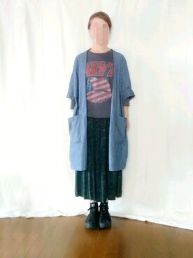 「ロックT」｜「アイテム（ノーカラージャケット）」を使った、のののんさん（レディース・155cm）の夏コーディネート