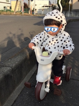 「PETIT BATEAU（プチバトー）のアイテム（サロペット/オーバーオール）」を使った、たろさん（キッズ・80cm）の冬コーディネート