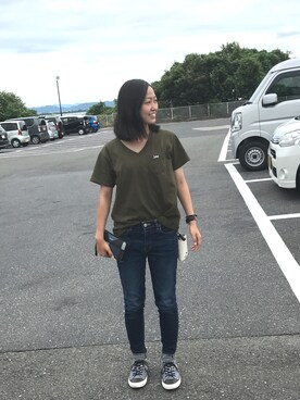 「アイテム（キーケース/キーアクセサリー、ホワイト系）」を使った、kicoさん（レディース・156cm）の夏コーディネート