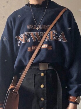 「PULL&BEAR（プルアンドベア）のアイテム（スウェット）」を使った、🥀𝔎𝔞𝔱𝔦𝔢 🌙さん（レディース・168cm）の春コーディネート
