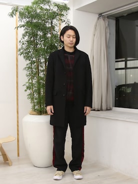 「FACTOTUM（ファクトタム）のアイテム（チェスターコート）」を使った、FACTOTUM_Teraoさん（メンズ・176cm）の秋コーディネート